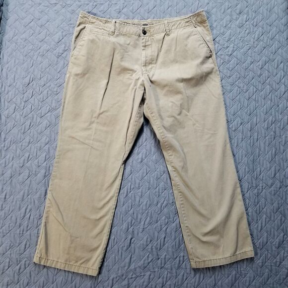 Old Navy Khakis Pants Mens 42x30 Brown Broken In Straight Droit Aspect Porte - Picture 1 of 11
